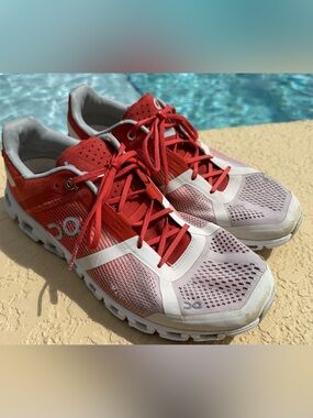 ON CLOUD On Running Cloudflow Rust/Rose Lace Up Running Shoes Women Size 9.5